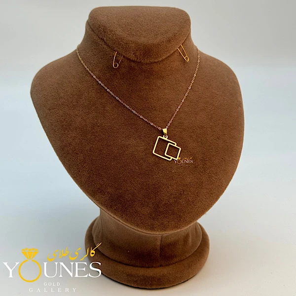 آویز مربع مینیمال طلا لیزری